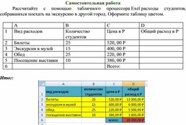 Табличный процессор Microsoft Excel