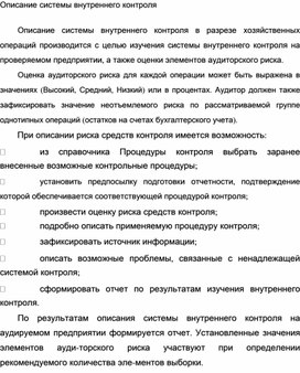 Обложка для материала Описание системы внутреннего контроля