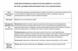 «ДЕЛЕНИЕ МНОГОЗНАЧНОГО ЧИСЛА НА ОДНОЗНАЧНОЕ».