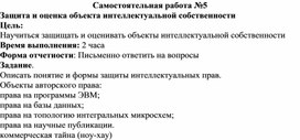 Обложка для материала Самостоятельная работа по теме Защита и оценка объекта интеллектуальной собственности