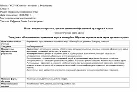 Обложка для материала Открытый урок АФК по теме: "Ознакомление с правилами игры в пионербол. Обучение передачи мяча двумя руками от груди" 4 класс.