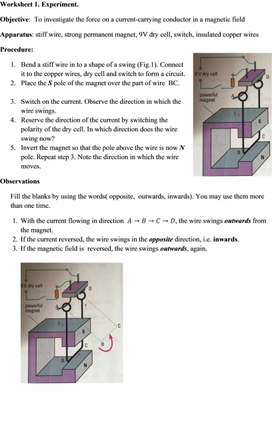 Worksheet 1.Experiment  for teacher