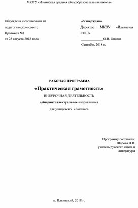 Программа для внеурочной деятельности "Практическая грамотность"