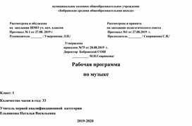 Рабочая программа по музыке для 1 класса по программе "Школа России"