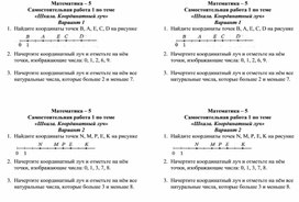 Самостоятельная работа 1 по теме "Шкала. координатный луч"