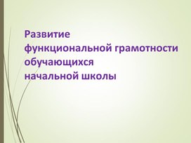 Обложка для материала Развитие функциональной грамотности обучающихся в начальной школе