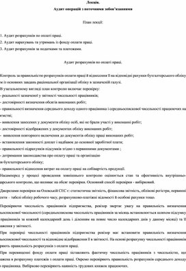 Обложка для материала Лекція. Аудит операцій з поточними зобов’язаннями