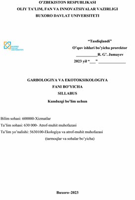 Curriculum developed in Garbology and ecotoxicology