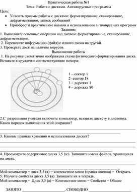 Практическая работа на тему: Работа с дисками. Антивирусные программы