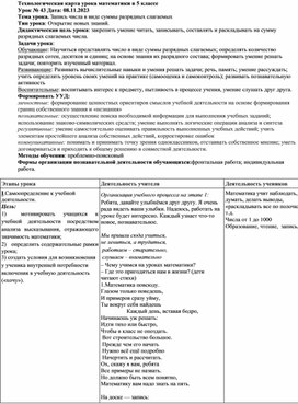 Технологическая карта урока математики 5 классе по теме: «Представление числа в виде суммы разрядных  слагаемых» Учебник Математика 5 класс . Авторы Н.Я, Виленкин ,В.И.Жохов , А.С. Чесноков , С.И. Шварцбурд