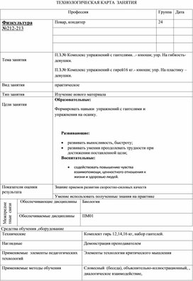 Обложка для материала технологическая карта по физической культуре