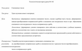 Обложка для материала Технологическая карта урока № 102