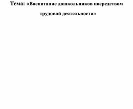 Обложка для материала «Воспитание дошкольников посредством трудовой деятельности»