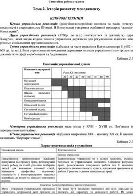 Обложка для материала Самостійна робота студента Тема 2. Історія розвитку менеджменту   КЛЮЧОВІ ТЕРМІНИ