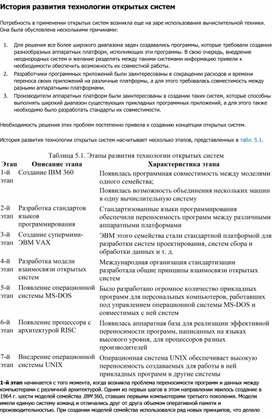Обложка для материала История развития технологии открытых систем.docx