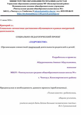 Обложка для материала СОЦИАЛЬНО-ПЕДАГОГИЧЕСКИЙ ПРОЕКТ «СОДРУЖЕСТВО»