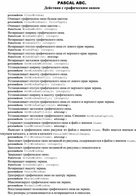 Обложка для материала PASCAL ABC. Действия с графическим окном