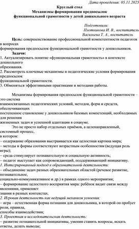 Обложка для материала Механизмы формирования предпосылок функциональной грамотности у детей дошкольного возраста