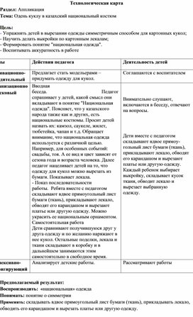 Раздел: Аппликация  Тема: Одень куклу в казахский национальный костюм