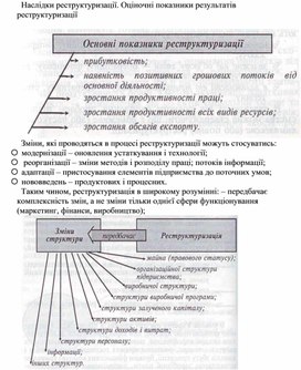 Обложка для материала Наслідки реструктуризації. Оціночні показники результатів реструктуризації