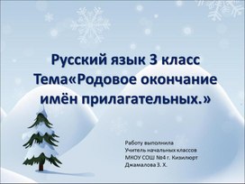 Презентация "Родовое окончание имен прилагательных" 3 класс