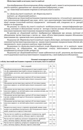 Обложка для материала Облік інвестицій за методом участі в капіталі