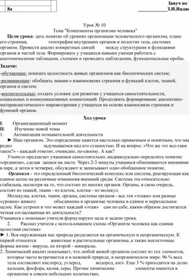 Обложка для материала Тема "Компоненты организма человека"