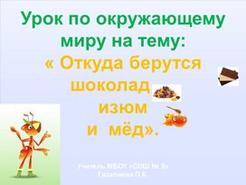 Обложка для материала Презентация к уроку окружающий мир на тему "Шоколад,мед и изюм"