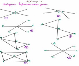Обложка для материала Карточки по геометрии, тема: "Вертикальные углы" 7 класс