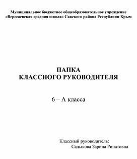 Папка классного руководителя