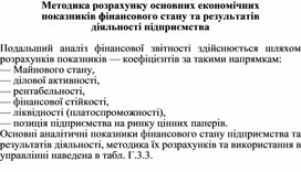 Обложка для материала Методика розрахунку основних економічних показників фінансового стану та результатів діяльності підприємства
