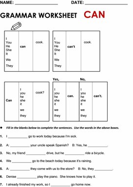 Обложка для материала Grammar worksheet "Can"