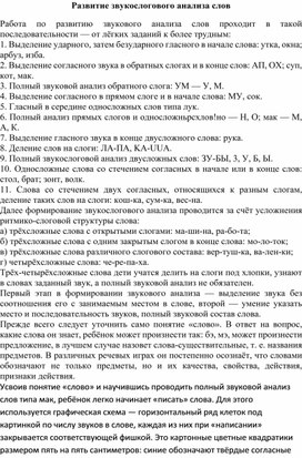 "Развитие звукослогового анализа слов"