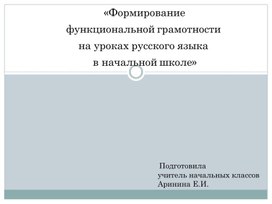 Презентация на тему: "Функциональная грамотность на уроках русского языка"