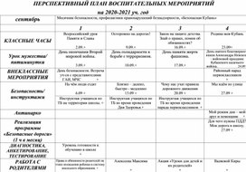 План воспитательной работы