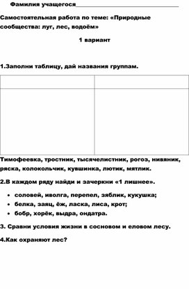 Обложка для материала работа природные сообщества