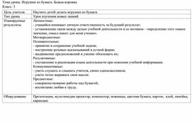 Технологическая карта урока технологии 3 класс. Игрушки из бумаги. Божья коровка