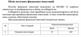Обложка для материала Облік поточних фінансових інвестицій