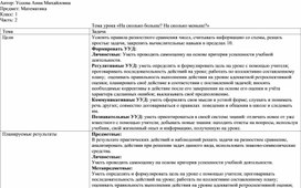 Обложка для материала Конспект урока по математике 1 класс "На сколько больше? На солько меньше?"
