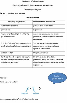 Обложка для материала Применение ФСУ при разложении многочлена Урок 1_Worksheet (с ответами)