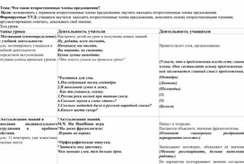 Конспект  урока русского языка  во 2 классе на тему: "Что такое второстепенные члены предложения"