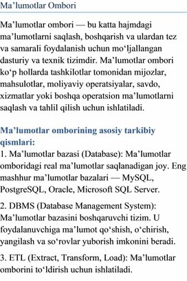 Обложка для материала Ma’lumotlar Ombori