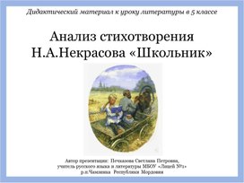 Анализ стихотворения Н.А.Некрасова «Школьник» (дидактический материал по литературе в 5 классе)