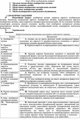 Обложка для материала Тема. Облік необоротних активів