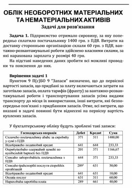 Обложка для материала ОБЛІК НЕОБОРОТНИХ МАТЕРІАЛЬНИХ ТА НЕМАТЕРІАЛЬНИХ АКТИВІВ Задачі для розв’язання