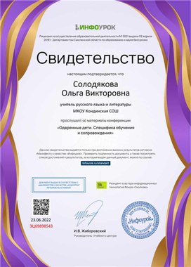 Обложка для материала Свидетельство конференции "Одаренные дети"