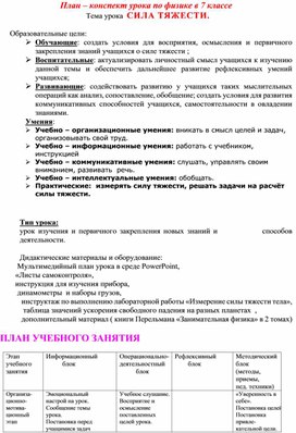 Урок с презентацией по физике ( 7 класс)  Сила тяжести