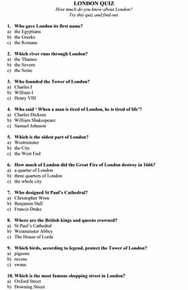 How much do you know about London_LONDON QUIZ