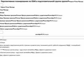 Перспективное планирование по ОБЖ в подготовительной группе