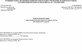 РАБОЧАЯ ПРОГРАММА  курса внеурочной деятельности «Секреты текста» для учащихся 9-х классов